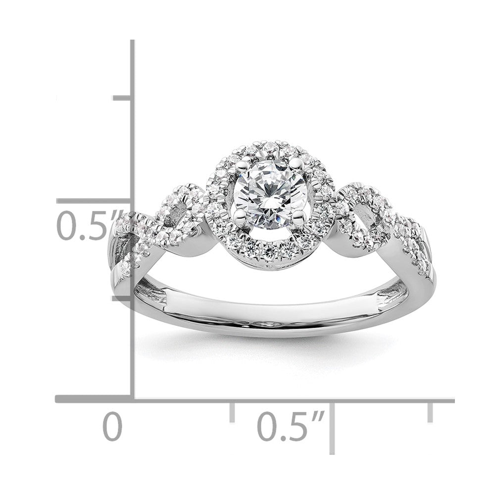 14K Weißgold 0,625 ct. Labor gezüchteter Diamant VS/SI+ G+ Rund Fancy Halo Verlobungsring