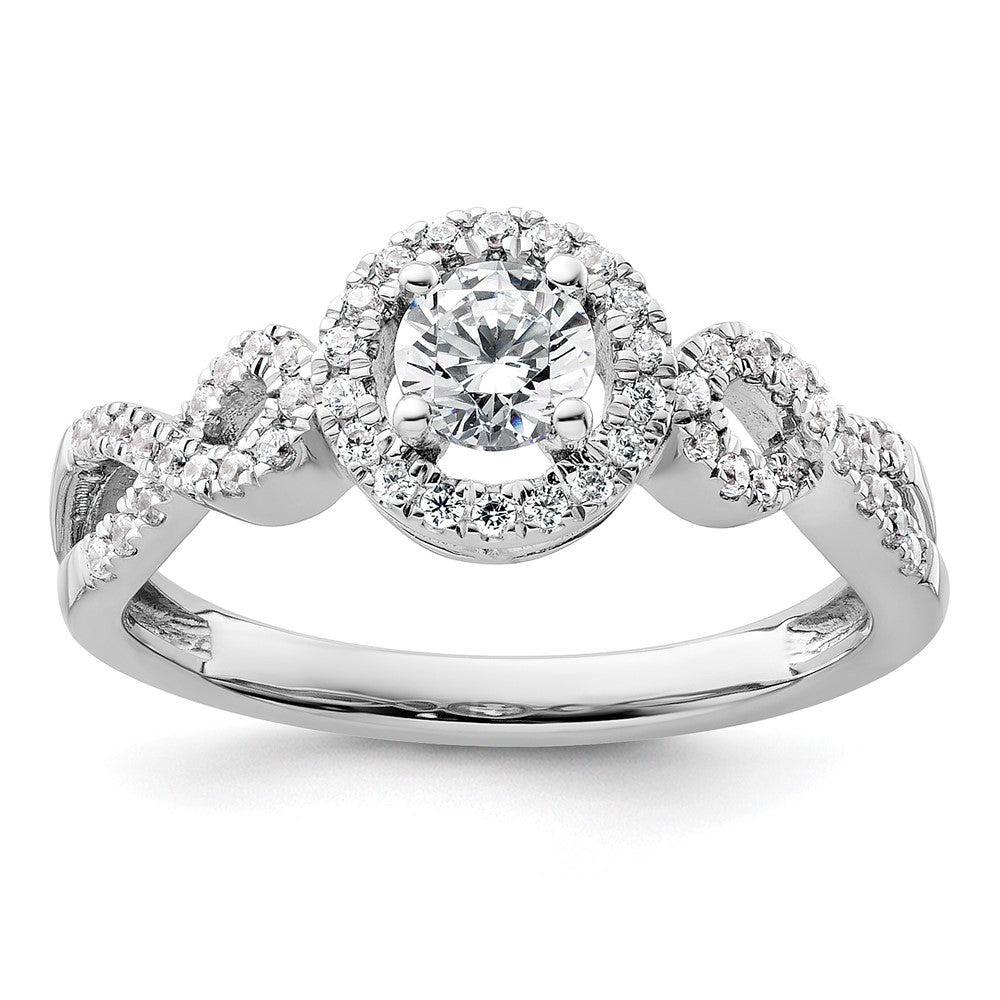 14K Weißgold 0,625 ct. Labor gezüchteter Diamant VS/SI+ G+ Rund Fancy Halo Verlobungsring