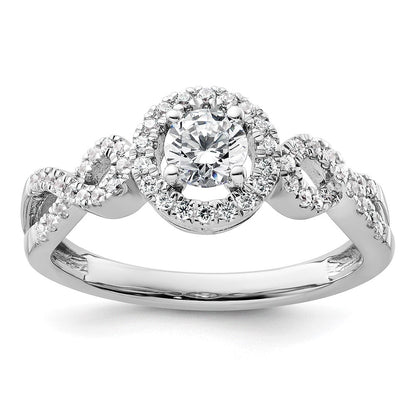 14K Weißgold 0,625 ct. Labor gezüchteter Diamant VS/SI+ G+ Rund Fancy Halo Verlobungsring