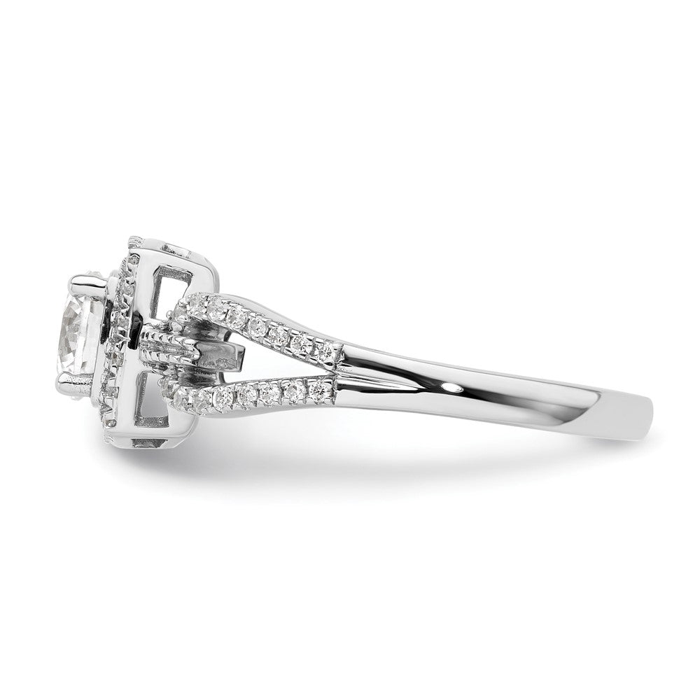 14K Weißgold Verlobungsring mit Halo, 0,75 ct. Laborgezüchteten Diamanten im Rundschliff, VS/SI+ G+