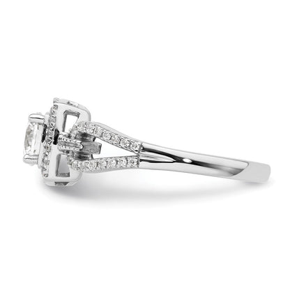 14K Weißgold Verlobungsring mit Halo, 0,75 ct. Laborgezüchteten Diamanten im Rundschliff, VS/SI+ G+