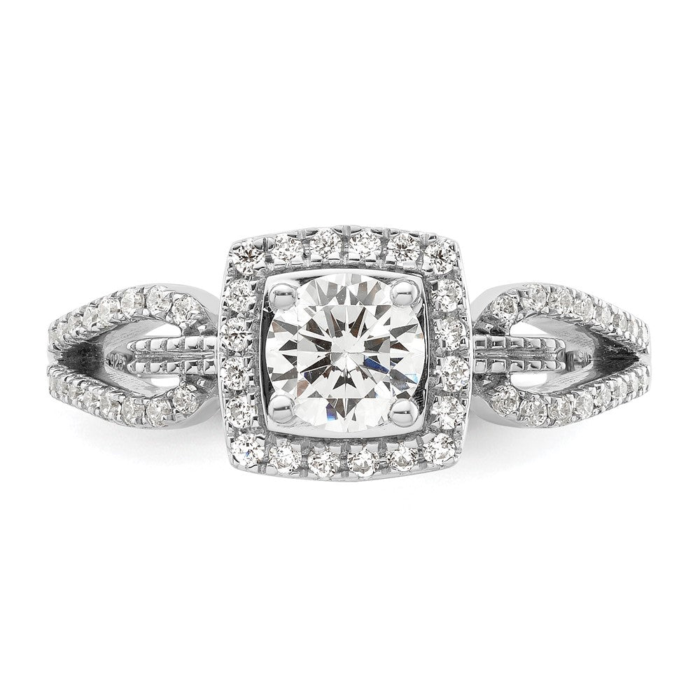 14K Weißgold Verlobungsring mit Halo, 0,75 ct. Laborgezüchteten Diamanten im Rundschliff, VS/SI+ G+