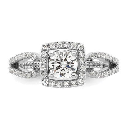 14K Weißgold Verlobungsring mit Halo, 0,75 ct. Laborgezüchteten Diamanten im Rundschliff, VS/SI+ G+