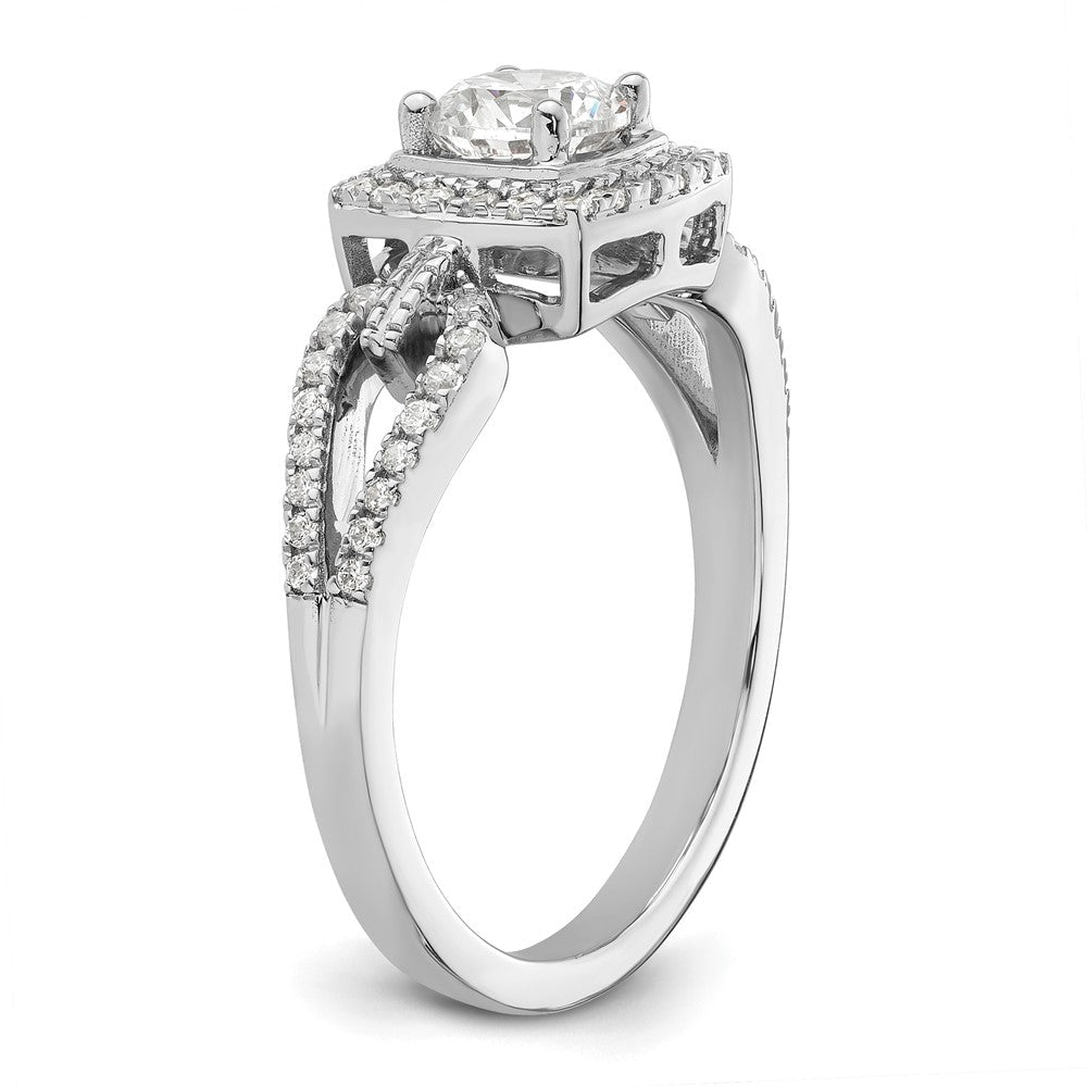 14K Weißgold Verlobungsring mit Halo, 0,75 ct. Laborgezüchteten Diamanten im Rundschliff, VS/SI+ G+