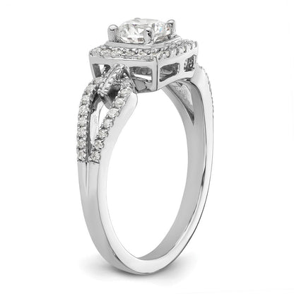 14K Weißgold Verlobungsring mit Halo, 0,75 ct. Laborgezüchteten Diamanten im Rundschliff, VS/SI+ G+