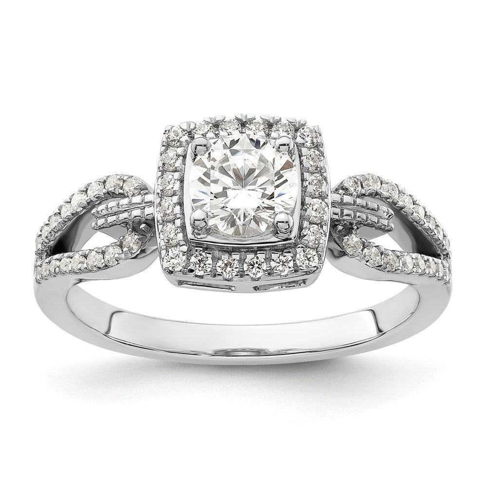 14K Weißgold Verlobungsring mit Halo, 0,75 ct. Laborgezüchteten Diamanten im Rundschliff, VS/SI+ G+
