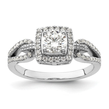 14K Weißgold Verlobungsring mit Halo, 0,75 ct. Laborgezüchteten Diamanten im Rundschliff, VS/SI+ G+