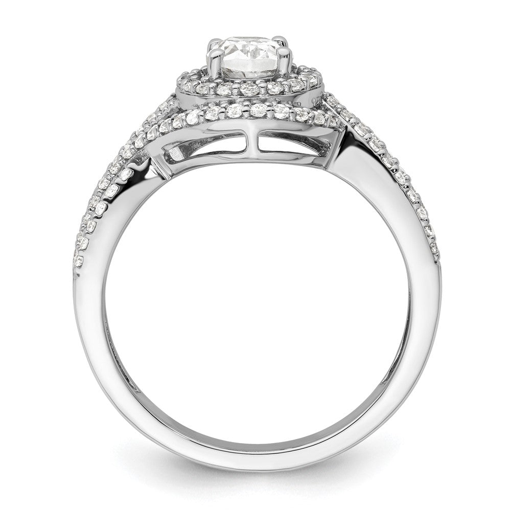 14K Weißgold Verlobungsring mit Halo aus Laborgezüchteten Diamanten im Ovalschliff, VS/SI FGH, Semi-Mount