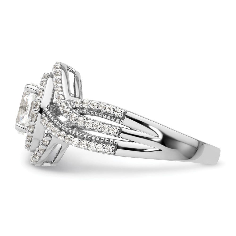 14K Weißgold Verlobungsring mit Halo aus Laborgezüchteten Diamanten im Ovalschliff, VS/SI FGH, Semi-Mount
