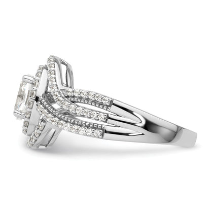 14K Weißgold Verlobungsring mit Halo aus Laborgezüchteten Diamanten im Ovalschliff, VS/SI FGH, Semi-Mount
