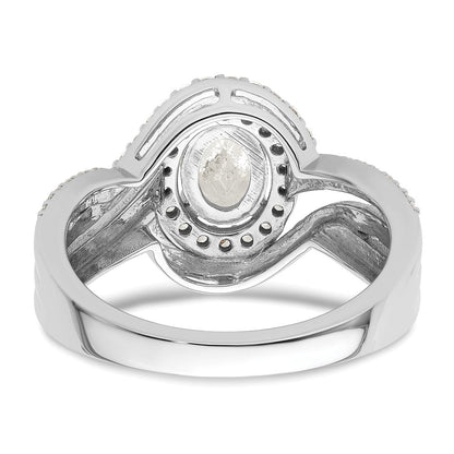 14K Weißgold Verlobungsring mit Halo aus Laborgezüchteten Diamanten im Ovalschliff, VS/SI FGH, Semi-Mount