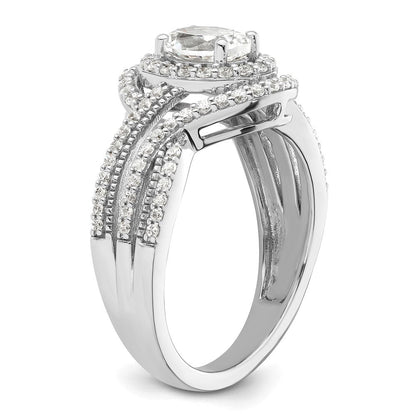 14K Weißgold Verlobungsring mit Halo aus Laborgezüchteten Diamanten im Ovalschliff, VS/SI FGH, Semi-Mount
