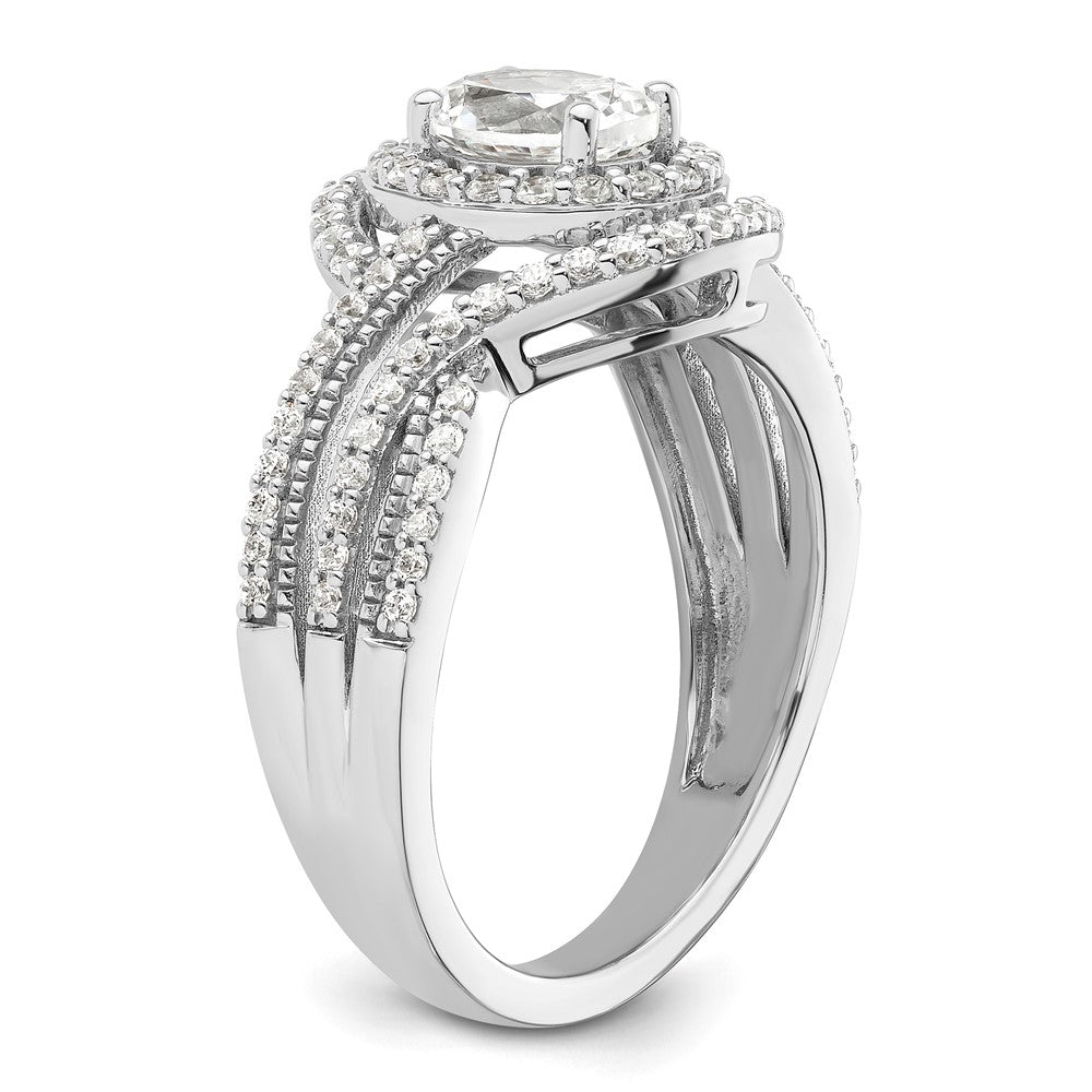 14K Weißgold Verlobungsring mit 1 ct. Labor-gezüchtetem Diamant VS/SI+ G+ im Rundschliff, Bypass-Design