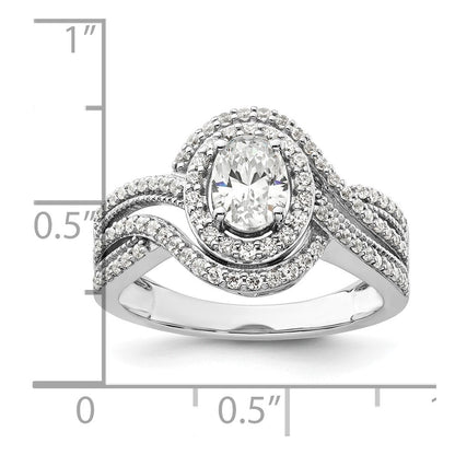 14K Weißgold Verlobungsring mit 1 ct. Labor-gezüchtetem Diamant VS/SI+ G+ im Rundschliff, Bypass-Design