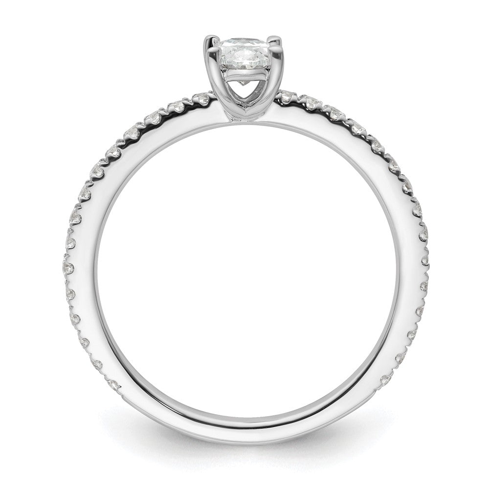 14K Weißgold Verlobungsring mit 0,75 ct. Laborgezüchteten Diamanten VS/SI+ G+ im Ovalschliff, gemeinsame Krappenfassung