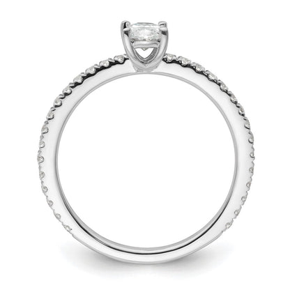 14K Weißgold Verlobungsring mit 0,75 ct. Laborgezüchteten Diamanten VS/SI+ G+ im Ovalschliff, gemeinsame Krappenfassung