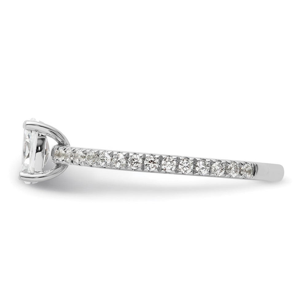 14K Weißgold Verlobungsring mit 0,75 ct. Laborgezüchteten Diamanten VS/SI+ G+ im Ovalschliff, gemeinsame Krappenfassung