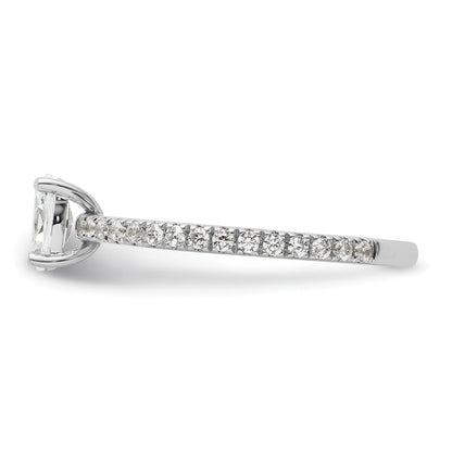 14K Weißgold Verlobungsring mit 0,75 ct. Laborgezüchteten Diamanten VS/SI+ G+ im Ovalschliff, gemeinsame Krappenfassung