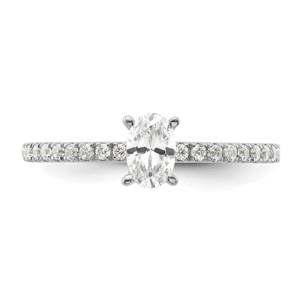 14K Weißgold Verlobungsring mit 0,75 ct. Laborgezüchteten Diamanten VS/SI+ G+ im Ovalschliff, gemeinsame Krappenfassung