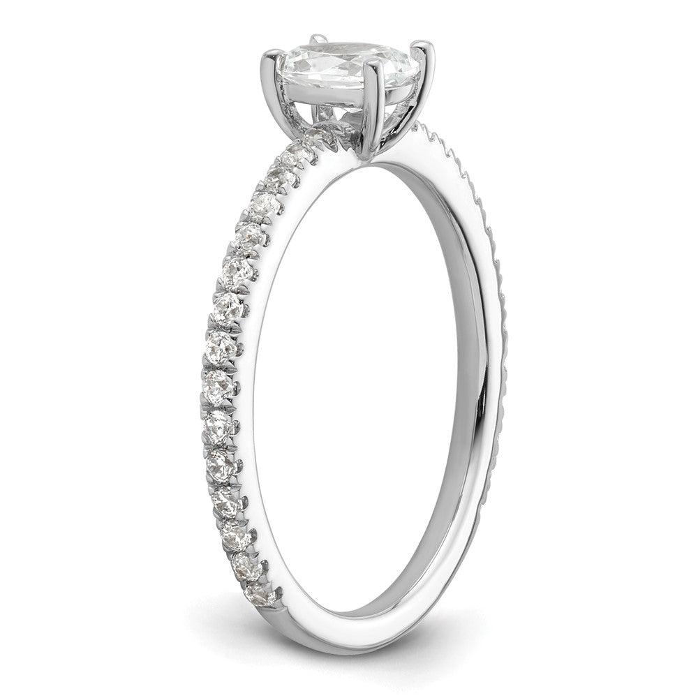 14K Weißgold Verlobungsring mit 0,75 ct. Laborgezüchteten Diamanten VS/SI+ G+ im Ovalschliff, gemeinsame Krappenfassung