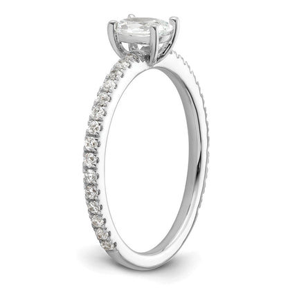 14K Weißgold Verlobungsring mit 0,75 ct. Laborgezüchteten Diamanten VS/SI+ G+ im Ovalschliff, gemeinsame Krappenfassung
