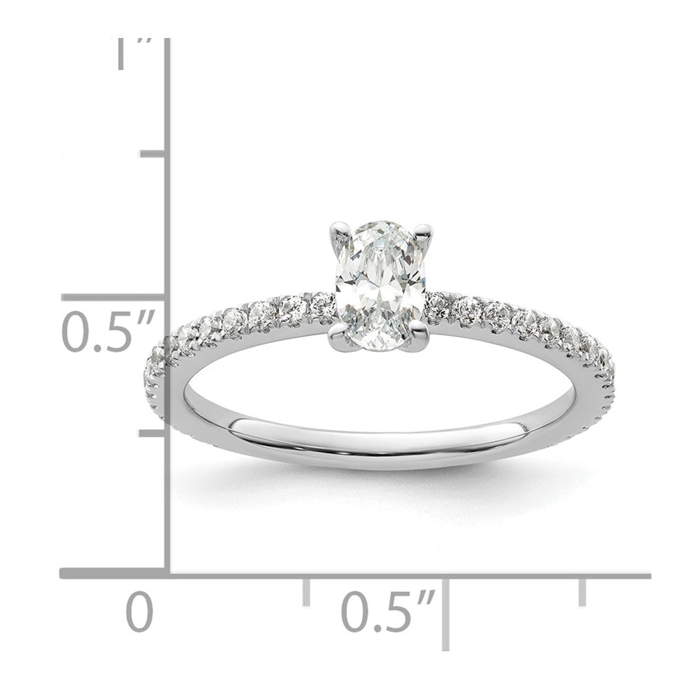 14K Weißgold Verlobungsring mit 0,75 ct. Laborgezüchteten Diamanten VS/SI+ G+ im Ovalschliff, gemeinsame Krappenfassung