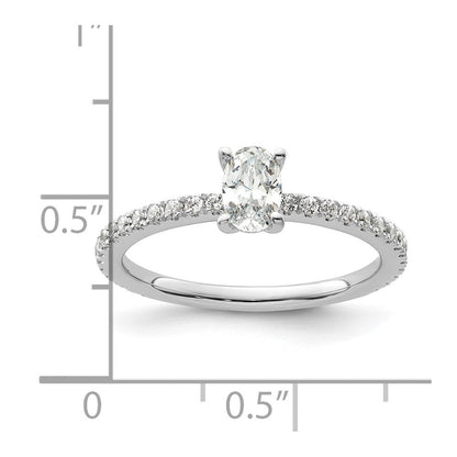 14K Weißgold Verlobungsring mit 0,75 ct. Laborgezüchteten Diamanten VS/SI+ G+ im Ovalschliff, gemeinsame Krappenfassung