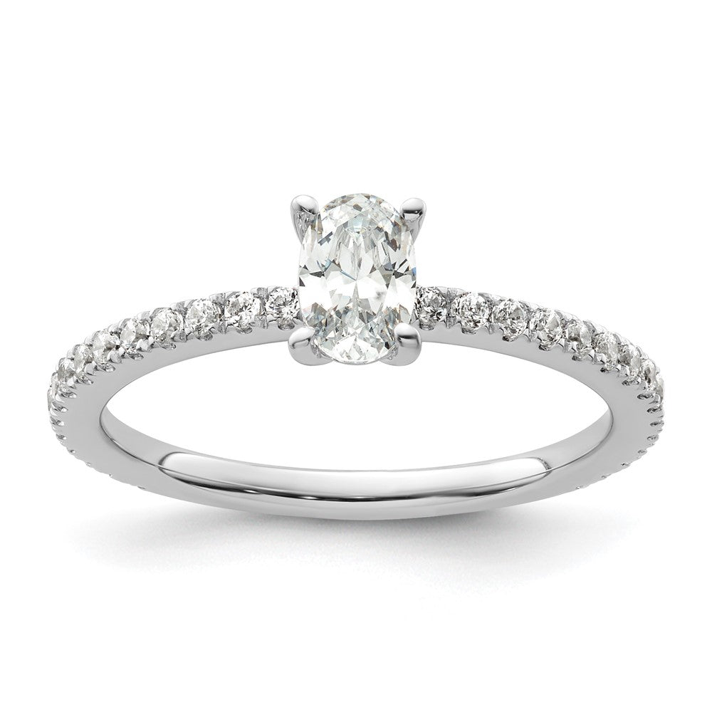 14K Weißgold Verlobungsring mit 0,75 ct. Laborgezüchteten Diamanten VS/SI+ G+ im Ovalschliff, gemeinsame Krappenfassung