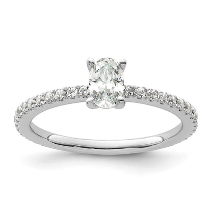 14K Weißgold Verlobungsring mit 0,75 ct. Laborgezüchteten Diamanten VS/SI+ G+ im Ovalschliff, gemeinsame Krappenfassung