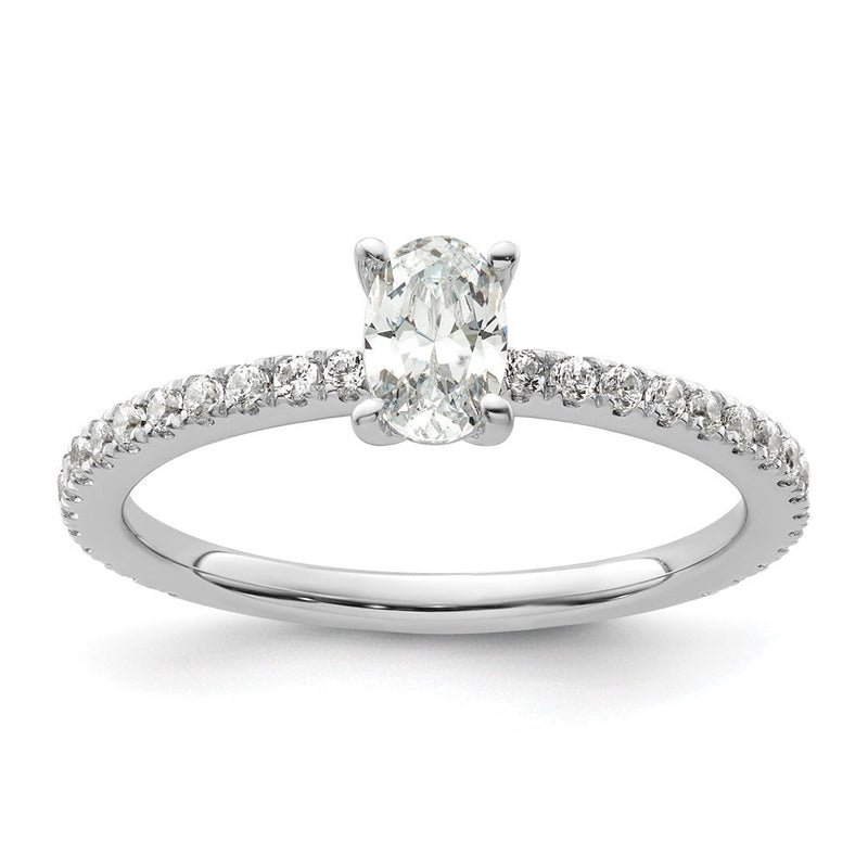 14K Weißgold Verlobungsring mit 0,75 ct. Laborgezüchteten Diamanten VS/SI+ G+ im Ovalschliff, gemeinsame Krappenfassung