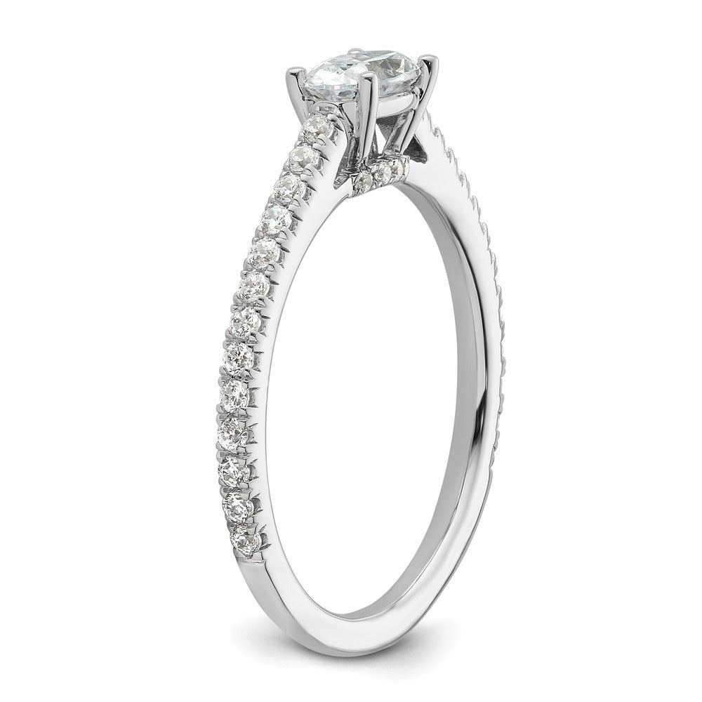 14K Weißgold Verlobungsring mit 0,75 ct. im Labor gezüchteten Diamanten VS/SI+ G+ im East-West-Ovalschliff