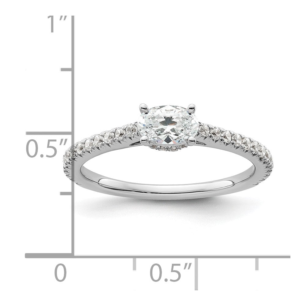 14K Weißgold Verlobungsring mit 0,75 ct. im Labor gezüchteten Diamanten VS/SI+ G+ im East-West-Ovalschliff