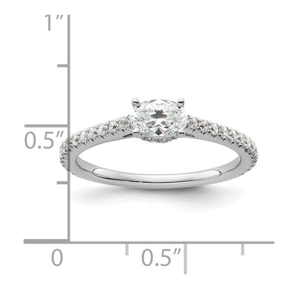 14K Weißgold Verlobungsring mit 0,75 ct. im Labor gezüchteten Diamanten VS/SI+ G+ im East-West-Ovalschliff