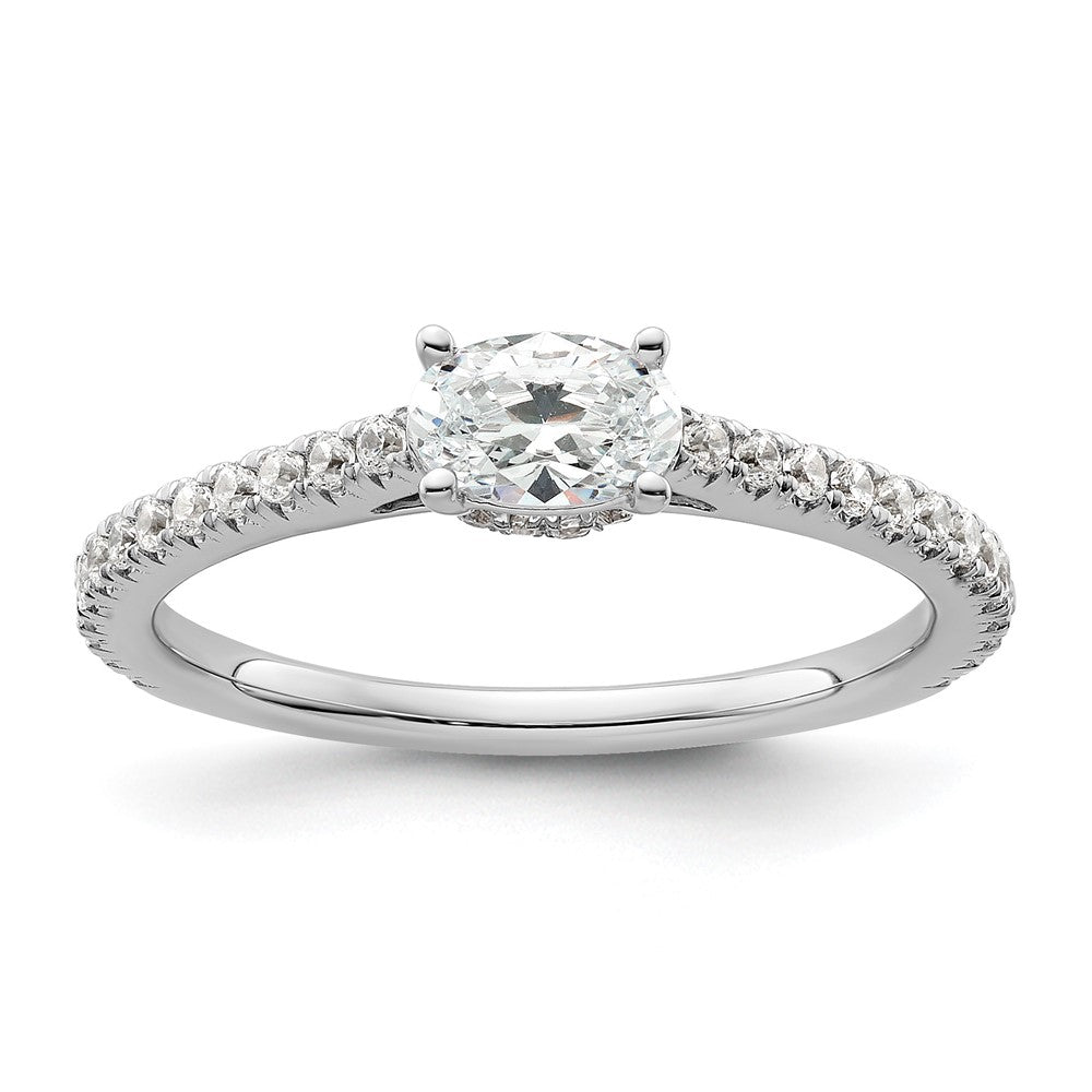 14K Weißgold Verlobungsring mit 0,75 ct. im Labor gezüchteten Diamanten VS/SI+ G+ im East-West-Ovalschliff