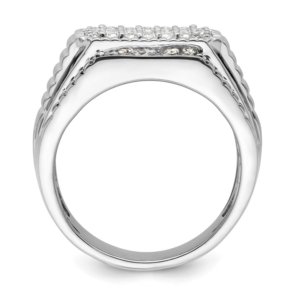 14K Weißgold Herrenring mit 0,875 ct. im Labor gezüchteten Diamanten, VS/SI+ G+