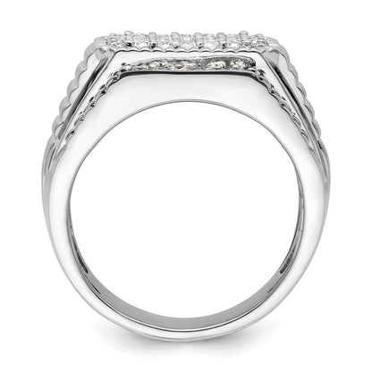 14K Weißgold Herrenring mit 0,875 ct. im Labor gezüchteten Diamanten, VS/SI+ G+