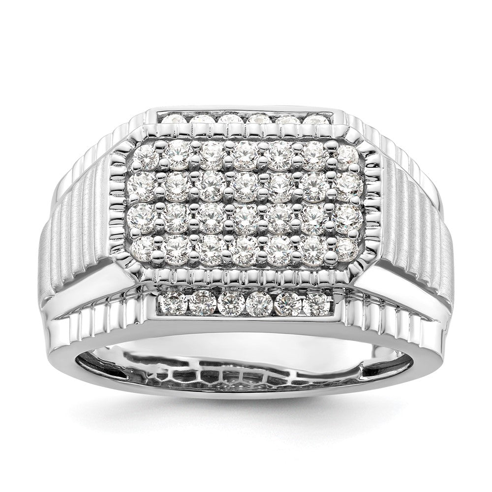14K Weißgold Herrenring mit 0,875 ct. im Labor gezüchteten Diamanten, VS/SI+ G+