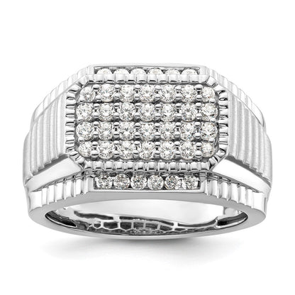 14K Weißgold Herrenring mit 0,875 ct. im Labor gezüchteten Diamanten, VS/SI+ G+