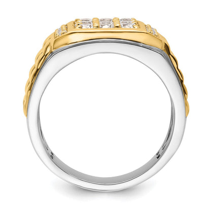 Herrenring aus 14K Bicolor-Gold mit 1,2 ct. Labor-gezüchteten Diamanten VS/SI+ G+
