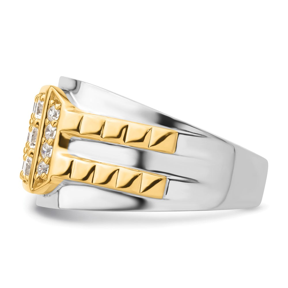 Herrenring aus 14K Bicolor-Gold mit 1,2 ct. Labor-gezüchteten Diamanten VS/SI+ G+