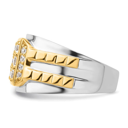 Herrenring aus 14K Bicolor-Gold mit 1,2 ct. Labor-gezüchteten Diamanten VS/SI+ G+