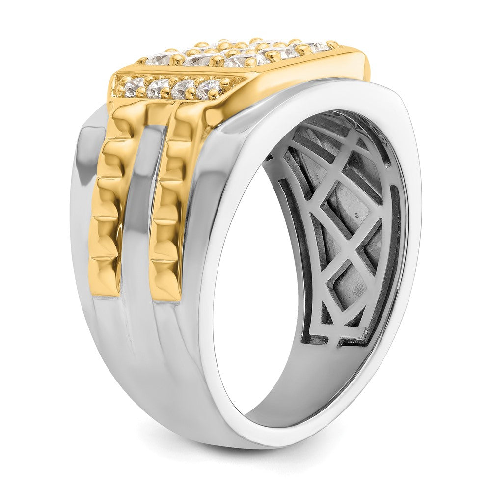 Herrenring aus 14K Bicolor-Gold mit 1,2 ct. Labor-gezüchteten Diamanten VS/SI+ G+
