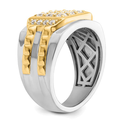 Herrenring aus 14K Bicolor-Gold mit 1,2 ct. Labor-gezüchteten Diamanten VS/SI+ G+