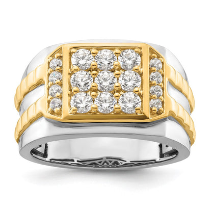 Herrenring aus 14K Bicolor-Gold mit 1,2 ct. Labor-gezüchteten Diamanten VS/SI+ G+
