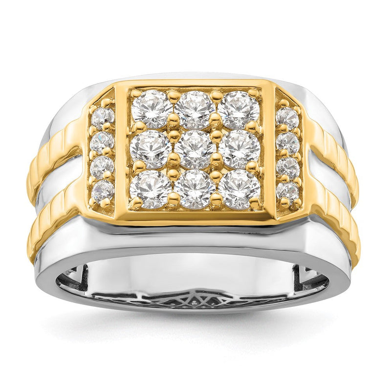 Herrenring aus 14K Bicolor-Gold mit 1,2 ct. Labor-gezüchteten Diamanten VS/SI+ G+