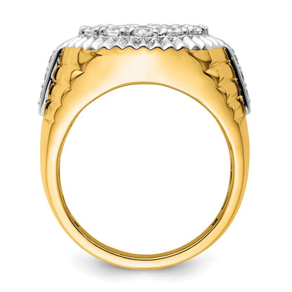 10K Bicolor Herren-Clusterring mit 2 ct. im Labor gezüchteten Diamanten VS/SI+ G+