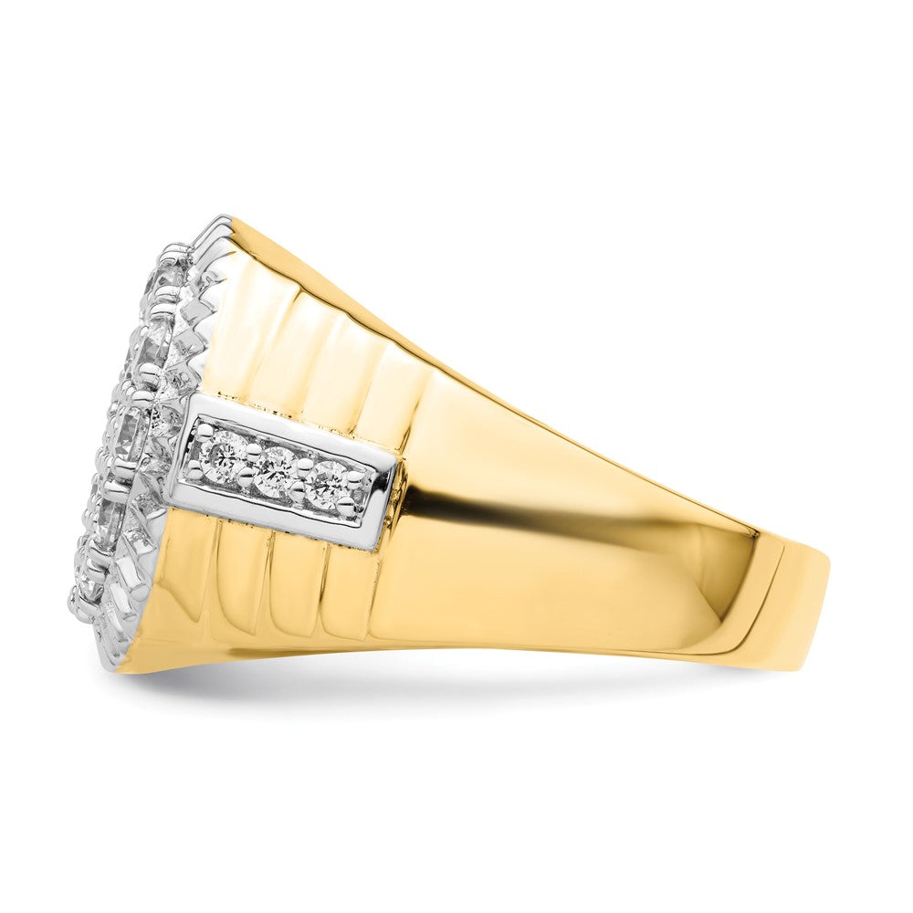 10K Bicolor Herren-Clusterring mit 2 ct. im Labor gezüchteten Diamanten VS/SI+ G+