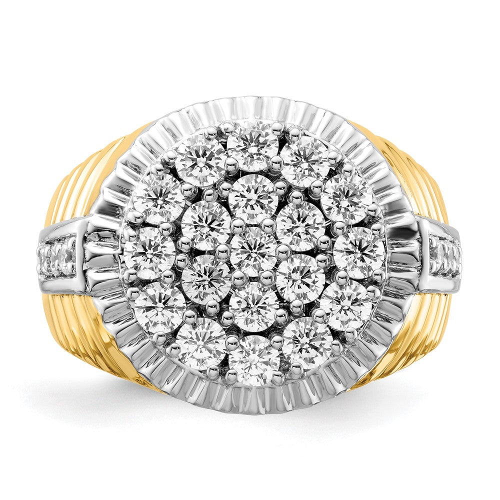 10K Bicolor Herren-Clusterring mit 2 ct. im Labor gezüchteten Diamanten VS/SI+ G+