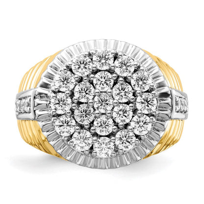 10K Bicolor Herren-Clusterring mit 2 ct. im Labor gezüchteten Diamanten VS/SI+ G+