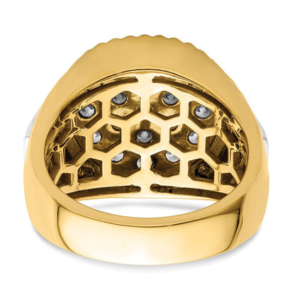 10K Bicolor Herren-Clusterring mit 2 ct. im Labor gezüchteten Diamanten VS/SI+ G+
